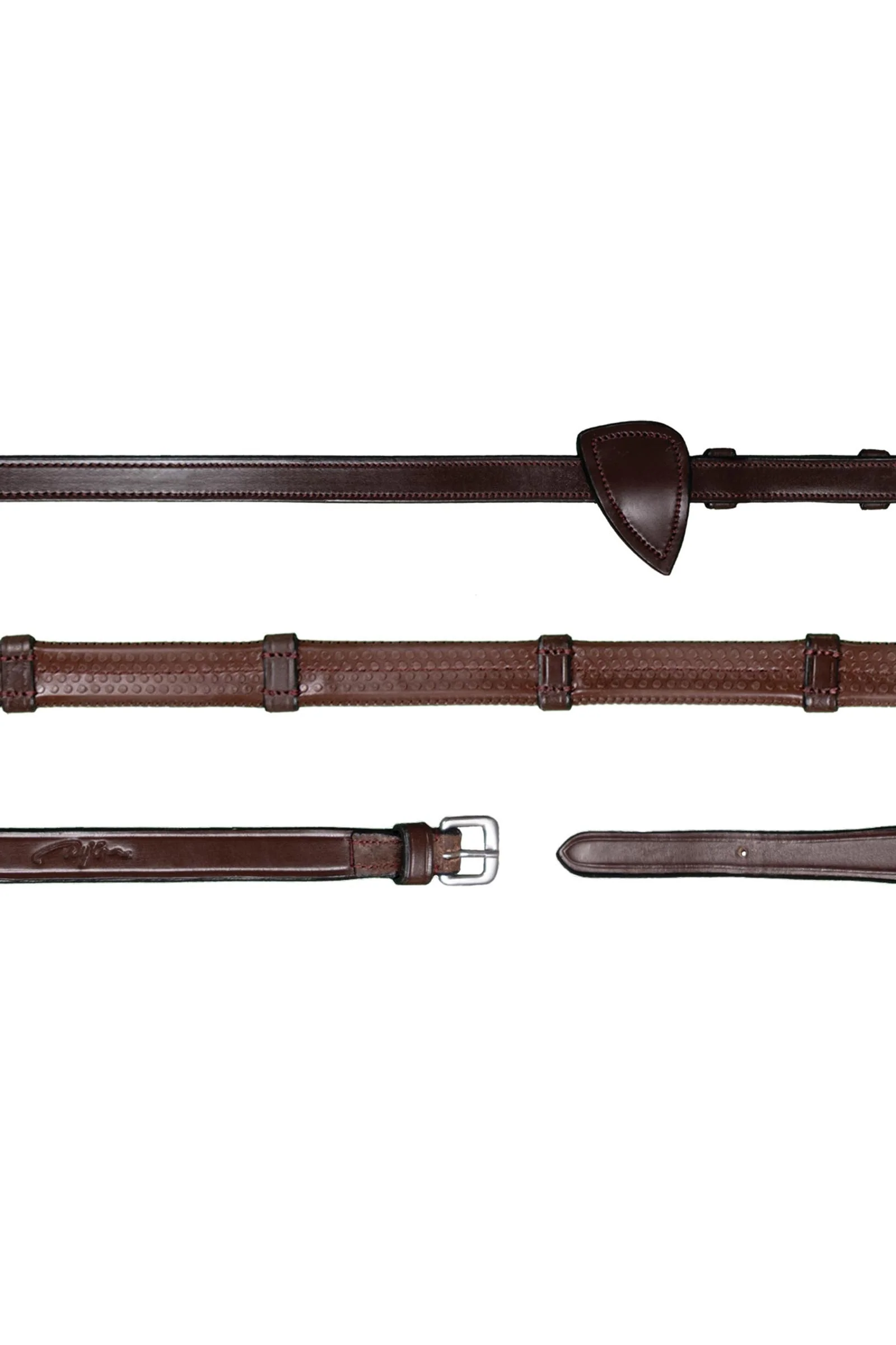 New English Collection gummitøjler 13 mm med 7 læderstop Brown F