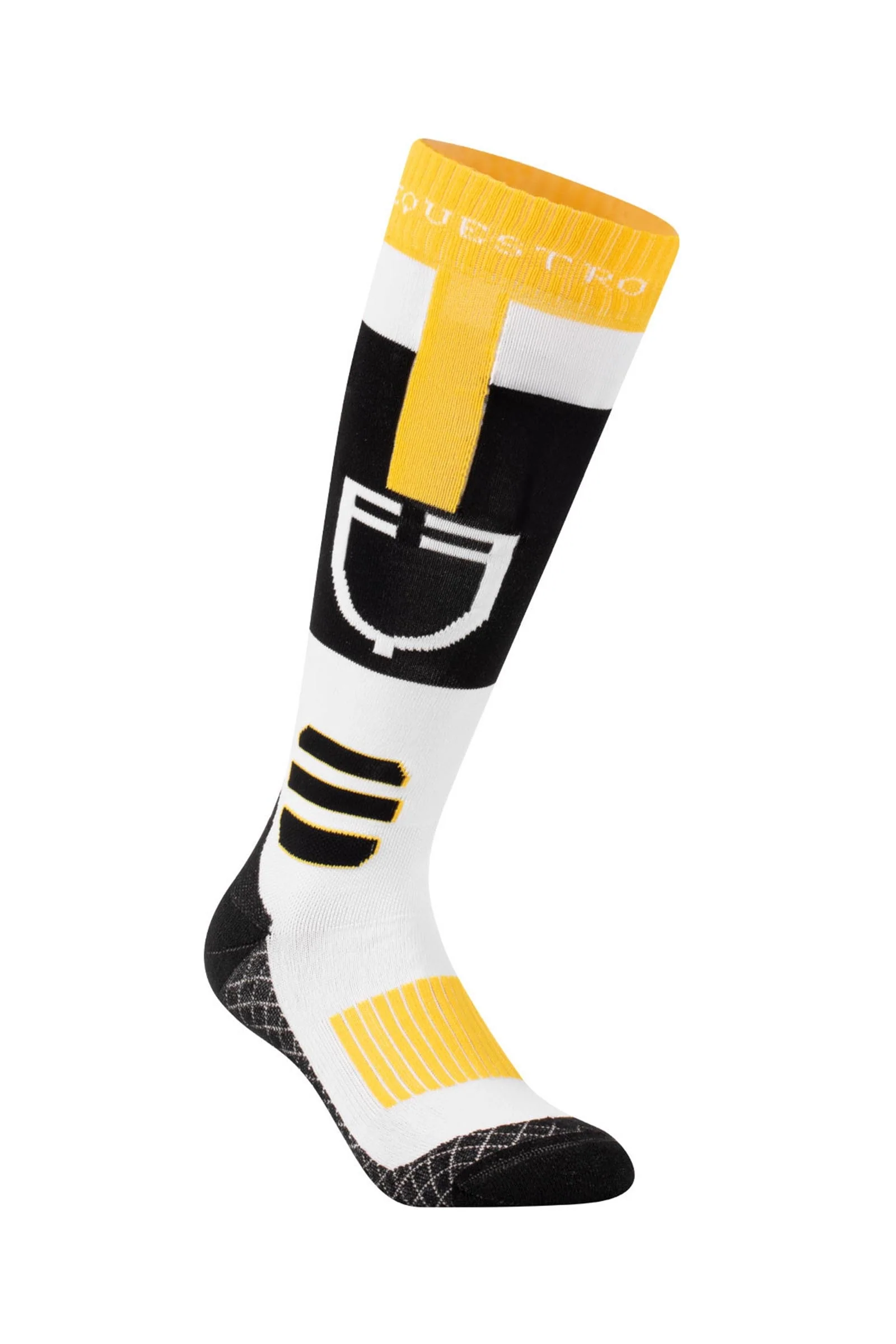 ridestrømper i åndbart funktionsmateriale med logo Black/White/Yellow S