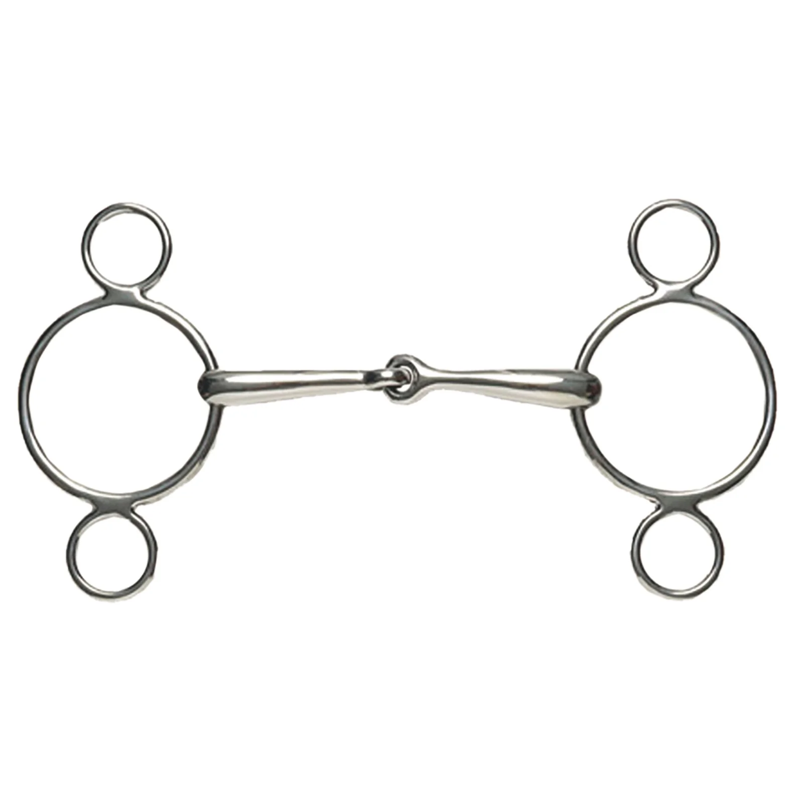 todelt Dutch Gag bid med 2 ringe, rustfrit stål Silver 127 mm